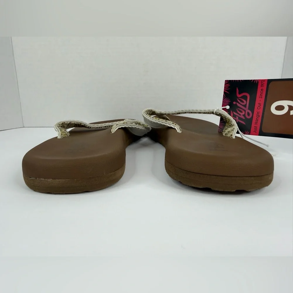 Flojos Comfort Flip Flops Size 9 Ivory Tan Beach Vacation Sandals NWT
